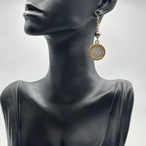 The obsidian collection coin earrings #726